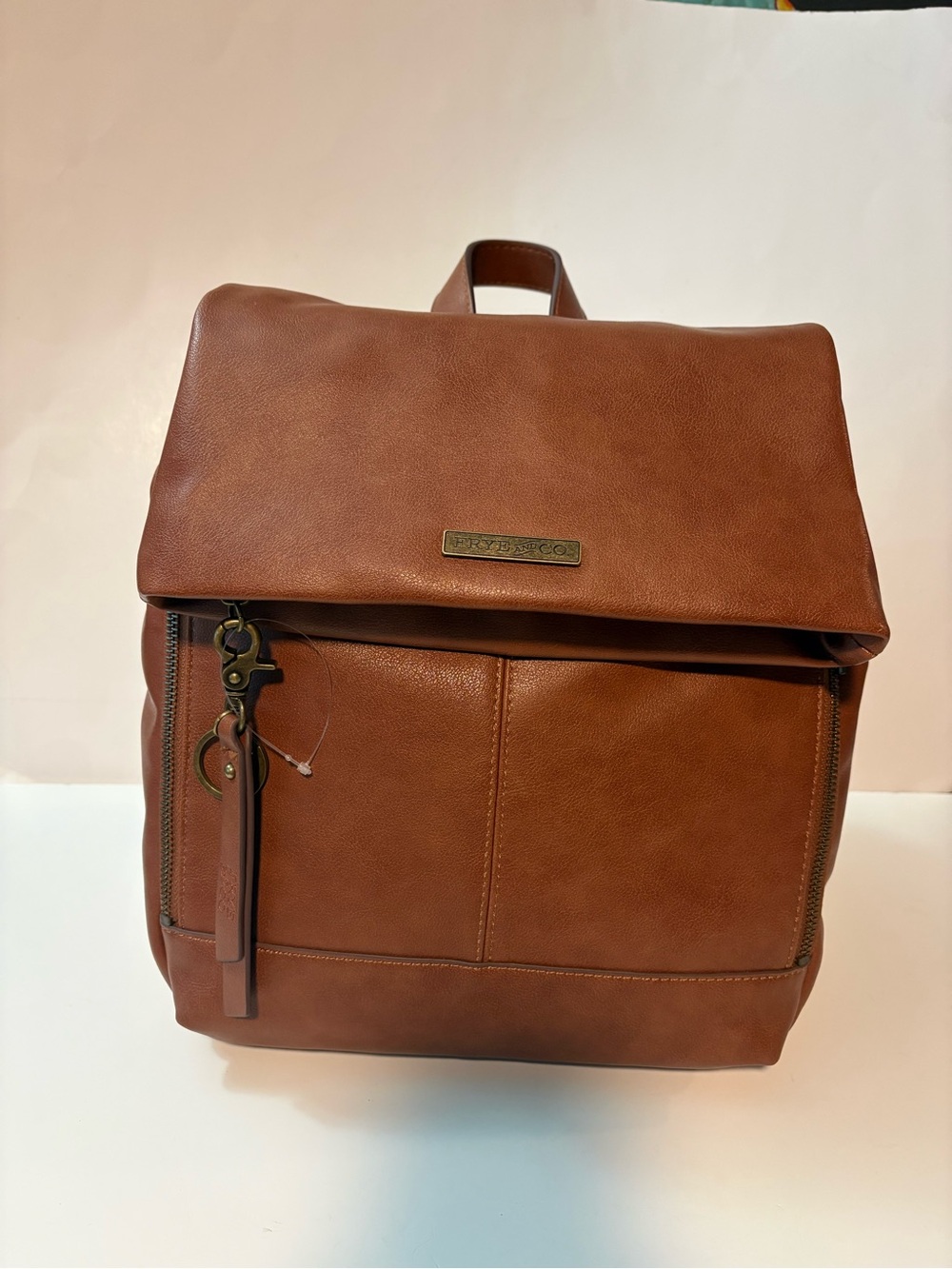 Frye & Co Backpack Bag Cognac Adjustable Straps Soft Luxury School Travel NWT